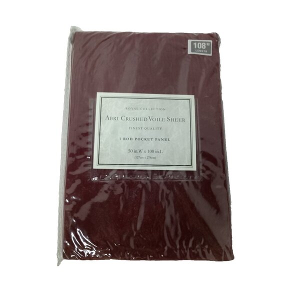 Royal Collection Abri Crushed Voile Sheer 1 Rod Pocket Panel Burgundy 50"x108" - Picture 1 of 7